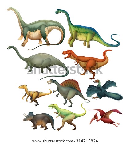 Different type of dinosaurs illustration