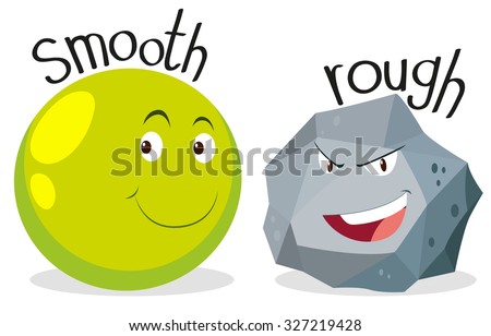 Opposite adjectives smooth and rough illustration