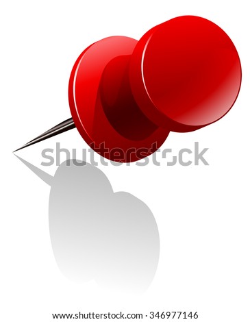 Metal thumb tack in red color illustration
