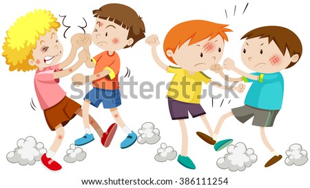 Boys Fighting And Getting Hurt Illustration - 386111254 : Shutterstock