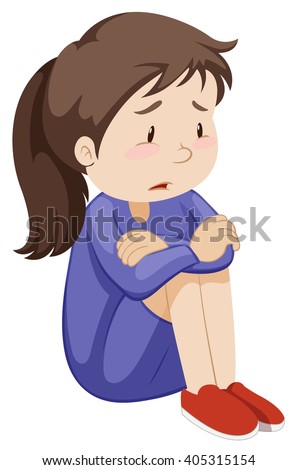 Sad Girl Sitting Alone Illustration - 405315154 : Shutterstock