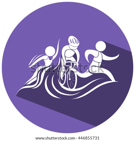 Triathlon Icon On Round Logo Illustration - 446855731 : Shutterstock
