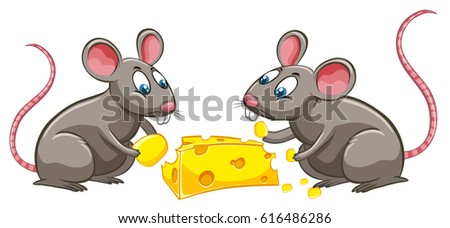 Two rats eating cheese illustration