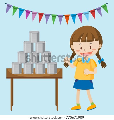 Similar – Image, Stock Photo Childhood games. The tin can’t stop (II)