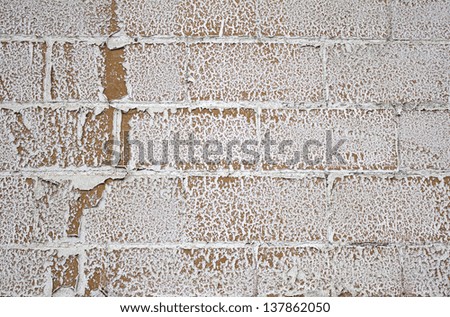 Bricked wall stained cement and plaster, construction and architecture