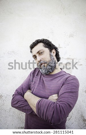 Attractive man with white beard, beauty and fashion