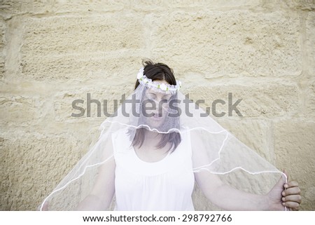 Love bride dressed in church, celebration and events