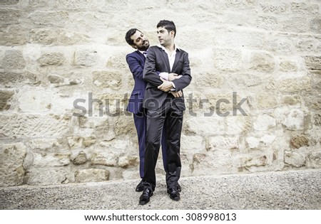 Gay couples in civil marriage, love and relationship