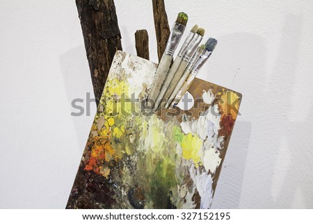 Canvas and paint brushes, art and creation