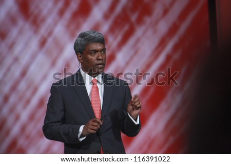 SAN FRANCISCO, CA, OCT 2, 2012 - Oracle Executive Vice President Thomas Kurian makes speech at OpenWorld conference in Moscone center on Oct 2, 2012 in San Francisco, CA