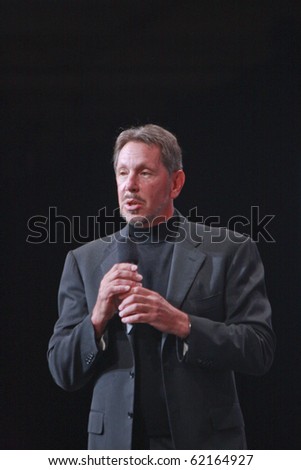 SAN FRANCISCO, CA, SEP 19 - CEO of Oracle Larry Ellison makes his speech at Oracle OpenWorld conference in Moscone center on Sep 19, 2010 in San Francisco. He is the third in the Forbes list of richest US persons