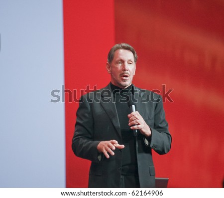 SAN FRANCISCO, CA, SEP 22 - CEO of Oracle Larry Ellison makes his speech at Oracle OpenWorld conference in Moscone center on Sep 22, 2010 in San Francisco. He is the third in the Forbes list of richest US persons