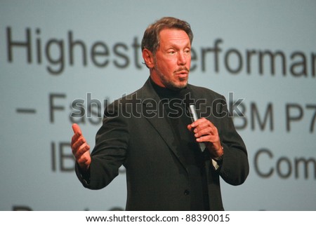 SAN FRANCISCO, CA-OCT 2 : CEO of Oracle Larry Ellison makes his first speech at Oracle OpenWorld conference in Moscone center on Oct 2, 2011 in San Francisco.