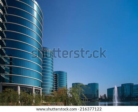 REDWOOD CITY, CA, USA - SEPT 24, 2008: The Oracle Headquarters located in Redwood City, CA, USA on Sept 24, 2008. Oracle is a multinational hardware and software technology corporation