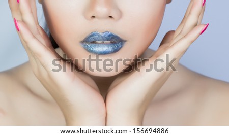 beautiful women with nice blue lips