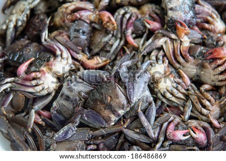 Small black crab for cooking food