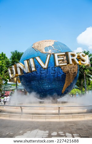 SINGAPORE - OCT, 28 UNIVERSAL STUDIOS SINGAPORE sign on October 28,2014. Universal Studios Singapore is a theme park located within Resorts World Sentosa on Sentosa Island, Singapore