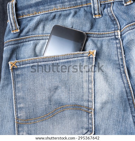 smart phone in jean pocket pants