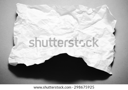 a4 size white crumpled paper black and white color tone style