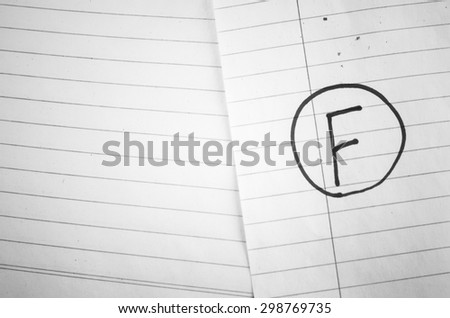 grade f on line paper background black and white color tone style