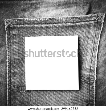 note on jean pocket black and white tone color style