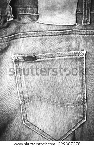 label on jean pants black and white tone color style