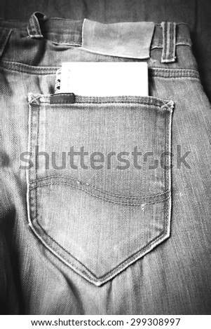 notebook paper in jean pocket pants black and white tone color style