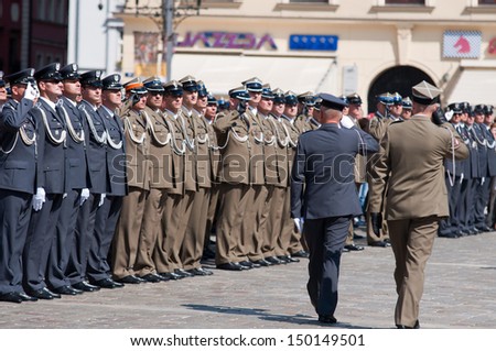 Wroclaw - August 15: Soldier salute (Day of Polish Army) on August 15 2013 in Wroclaw, Poland