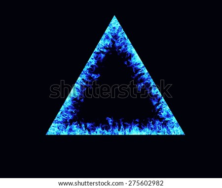 blue triangle fire flames frame on black background