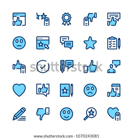 Feedback, recommendation, testimonials, customer review line icons set. Modern graphic design concepts, simple symbols. Minimal thin line design. Premium quality. Pixel perfect. Vector outline icons