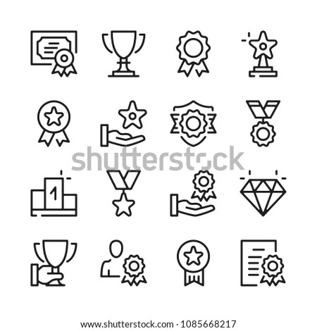 Awards line icons set. Modern graphic design concepts, simple outline elements collection. Vector line icons