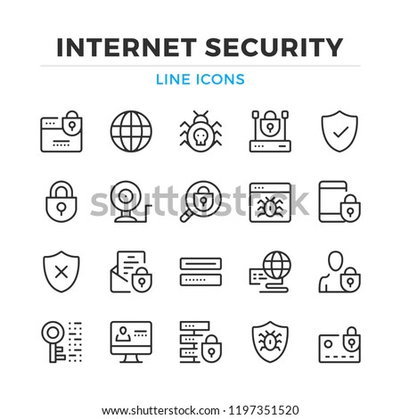 Internet security line icons set. Modern outline elements, graphic design concepts, simple symbols collection. Vector line icons