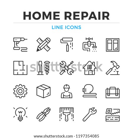 Home repair line icons set. Modern outline elements, graphic design concepts, simple symbols collection. Vector line icons