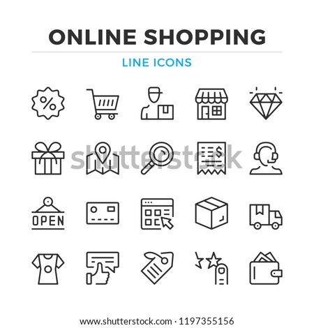 Online shopping line icons set. Modern outline elements, graphic design concepts, simple symbols collection. Vector line icons
