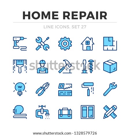 Home repair vector line icons set. Thin line design. Outline graphic elements, simple stroke symbols. Home repair icons