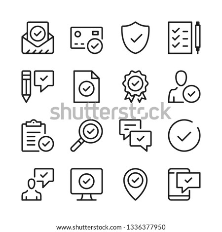Approve line icons set. Check marks, ticks. Modern graphic design concepts, simple outline elements collection. Vector line icons Foto stock © 