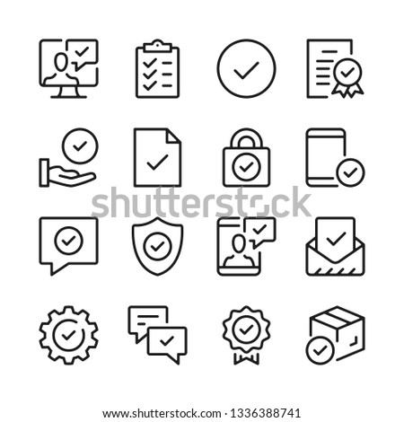 Checkmarks line icons set. Modern graphic design concepts, simple outline elements collection. Vector line icons