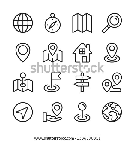 Route and navigation line icons set. Map, location. Modern graphic design concepts, simple outline elements collection. Vector line icons