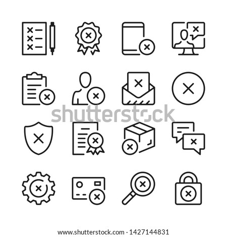 Reject line icons set. Modern graphic design concepts, simple outline elements collection. Vector line icons