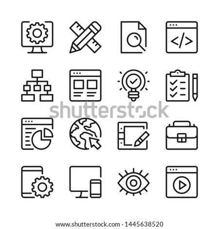 Web development line icons set. Modern linear graphic design concepts, simple outline elements collection. Vector line icons