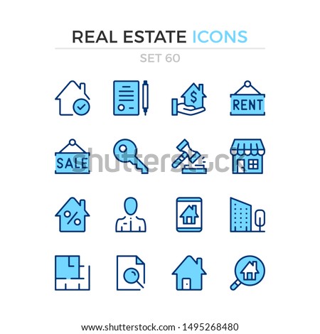 Real estate icons. Vector line icons set. Premium quality. Simple thin line design. Modern outline symbols collection, pictograms.