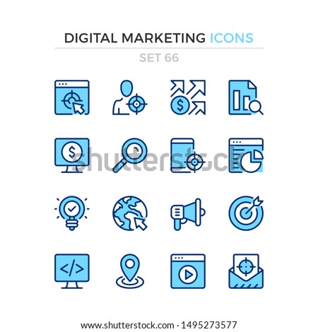 Digital marketing icons. Vector line icons set. Premium quality. Simple thin line design. Modern outline symbols collection, pictograms.