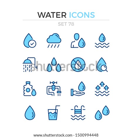 Water icons. Vector line icons set. Premium quality. Simple thin line design. Modern outline symbols collection, pictograms.