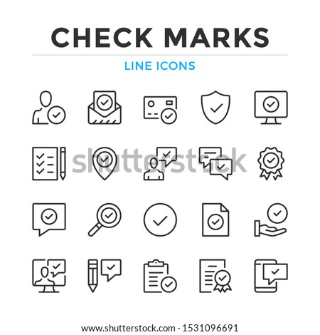 Check marks line icons set. Modern outline elements, graphic design concepts, simple symbols collection. Vector line icons