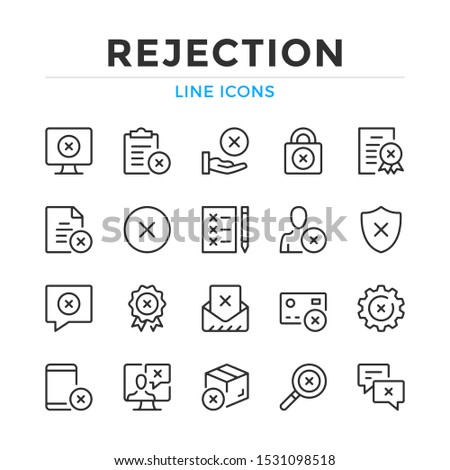 Rejection line icons set. Modern outline elements, graphic design concepts, simple symbols collection. Vector line icons