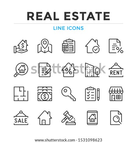 Real estate line icons set. Modern outline elements, graphic design concepts, simple symbols collection. Vector line icons