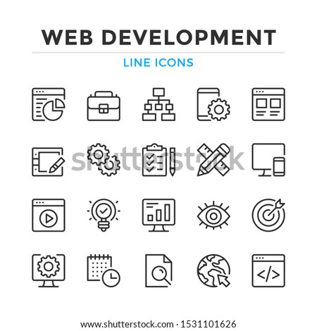 Web development line icons set. Modern outline elements, graphic design concepts, simple symbols collection. Vector line icons