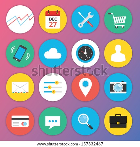 Trendy Premium Flat Icons for Web and Mobile Applications Set 1