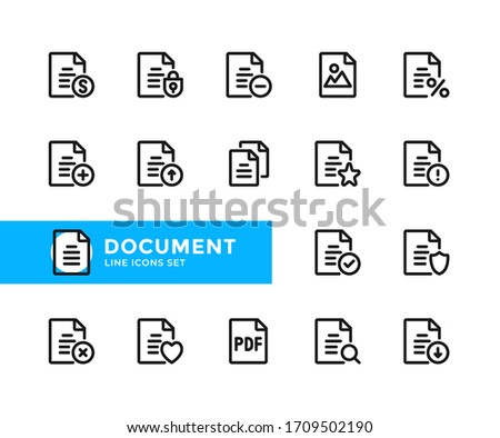 Document vector line icons. Simple set of outline symbols, graphic design elements. Line icons
