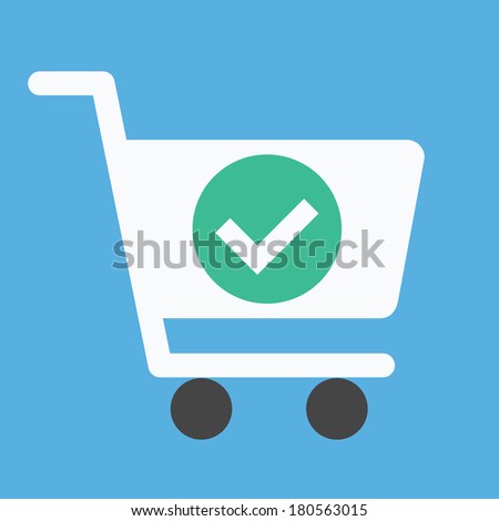 Vector Shopping Cart and Check Mark Icon